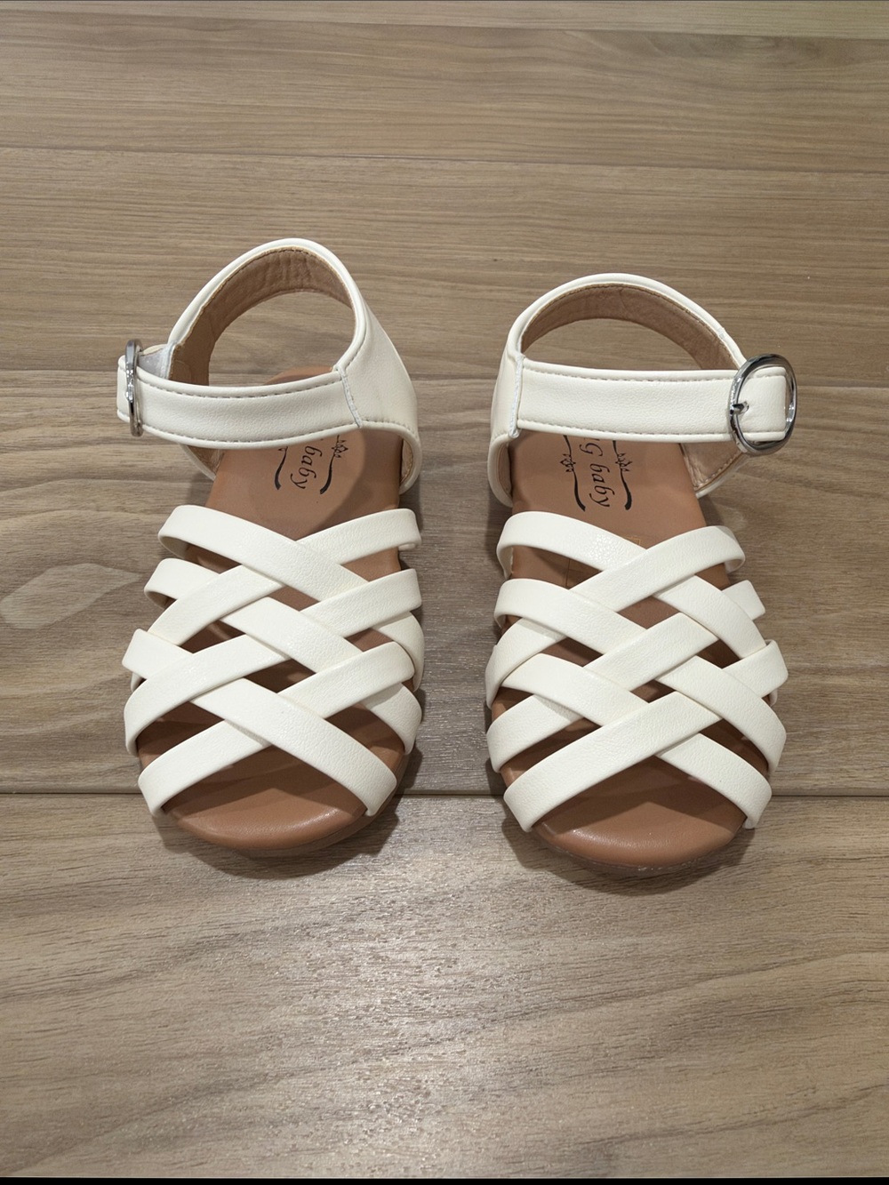 SHEIN Cream Crisscross Ankle Strap Kids Sandals